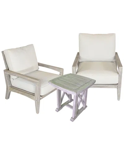 Courtyard Casual Surf Side Teak 3pc Bistro Set In Brown