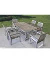 Courtyard Casual Surf Side Teak 7pc Dining Set In Gray