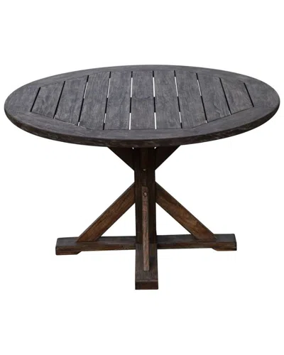 Courtyard Casual Taupe Round Flag Leg Dining Table In Brown