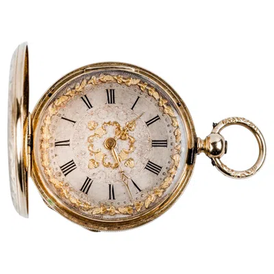 Pre-owned Courvoisier Exquisite Hunter-case Swiss Pocket Gold Watch , 1870 In Multi