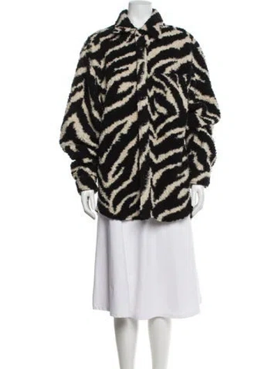 Pre-owned Cout De La Liberte Animal Print Faux Fur Jacket In Black