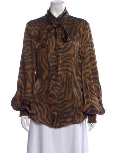 Pre-owned Cout De La Liberte Animal Print Long Sleeve Top In Brown