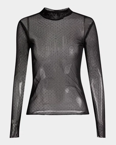 Cout De La Liberte Ayla Metallic Dot Long-sleeve Top In Blk