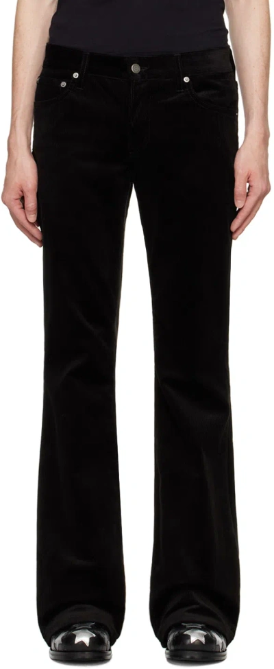 Cout De La Liberte Black Jimmy Stretch Cord Flare Trousers In Black 507