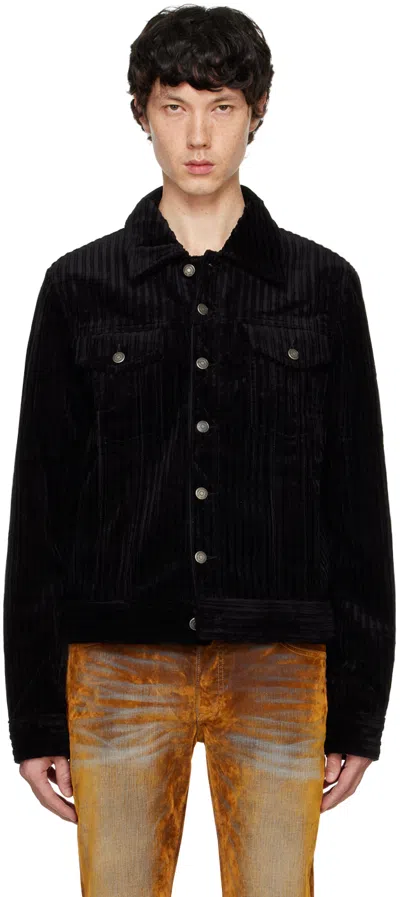 Cout De La Liberte Black Johnny High Low Cord Trucked Jacket In Black 507