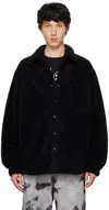 Cout De La Liberte Black Tommy Sherpa Knit Oversized Jacket In Black