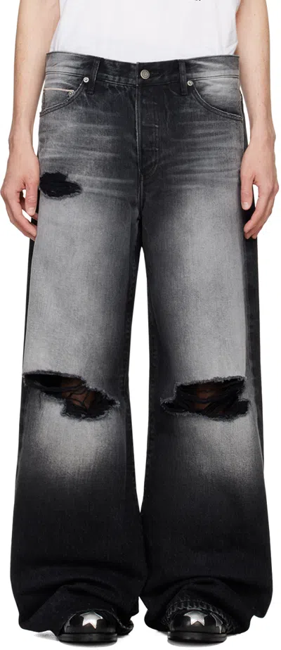 Cout De La Liberte Black Victor Wide Leg Jeans In Palermo Wash