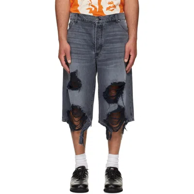 Cout De La Liberte Black Zander Rigid Denim Baggy Shorts