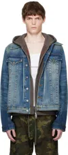 Cout De La Liberte Blue Johnny Twisted Denim Trucker Jacket In Blue