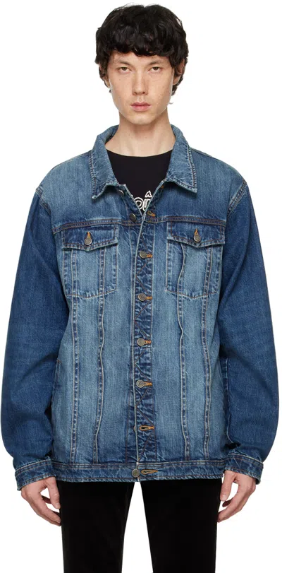 Cout De La Liberte Blue Johnny Wired Crispy Oversized Denim Jacket In Norwood Wash