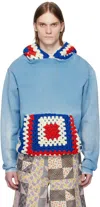 Cout De La Liberte Blue Killian Crochet Grany Square Hoodie In Retro Royal