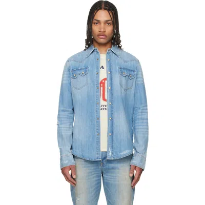 Cout De La Liberte Blue Max Rigid Denim Western Shirt