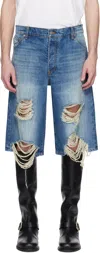 Cout De La Liberte Blue Zander Crispy Baggy Denim Shorts In Gardner Wash
