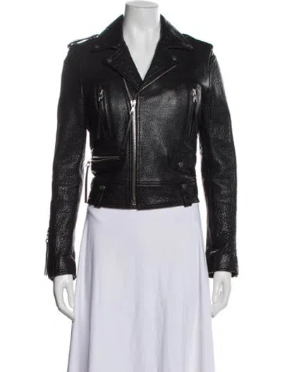 Pre-owned Cout De La Liberte Calf Leather Biker Jacket In Black