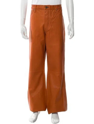 Pre-owned Cout De La Liberte Calfskin Chinos In Orange