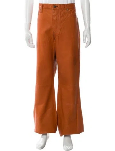 Pre-owned Cout De La Liberte Calfskin Chinos In Orange