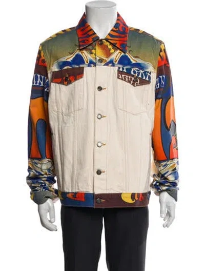 Pre-owned Cout De La Liberte Colorblock Pattern Denim Jacket W/ Tags In Neutral