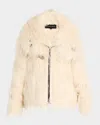 Cout De La Liberte Cory Embellished Faux Fur Coat In Ivory
