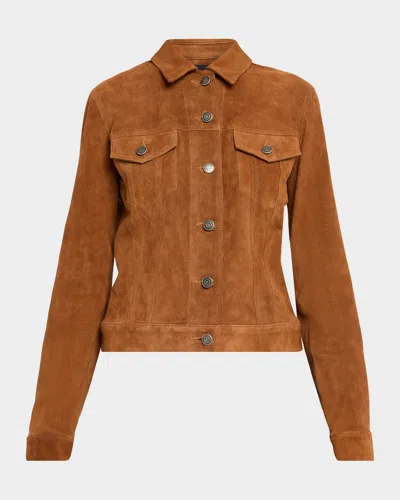 Cout De La Liberte Donna Suede Trucker Jacket In Brown