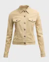 Cout De La Liberte Donna Suede Trucker Jacket In Sand 686
