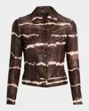 Cout De La Liberte Donna Tie-dye Leather Trucker Jacket In Brown