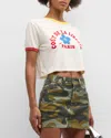 COUT DE LA LIBERTE DOUTZEN FLOWER PARIS CROPPED RINGER TEE