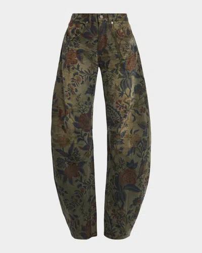 Cout De La Liberte Floral Barrel-leg Jeans In Brown