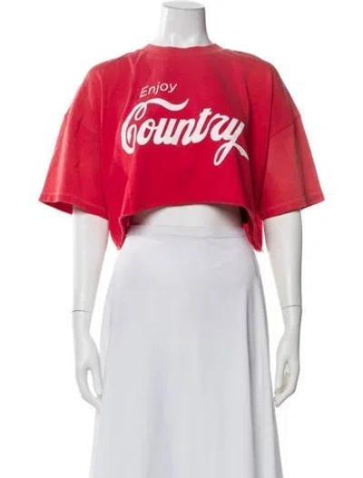 Pre-owned Cout De La Liberte Graphic Print Crew Neck Crop Top W/ Tags In Red