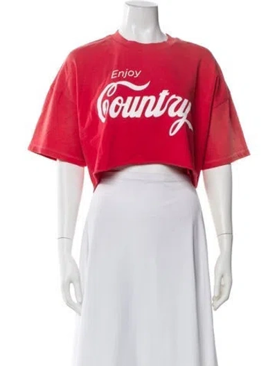 Pre-owned Cout De La Liberte Graphic Print Crew Neck Crop Top W/ Tags In Red