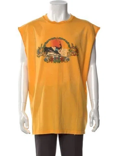 Pre-owned Cout De La Liberte Graphic Print Crew Neck T-shirt W/ Tags In Yellow