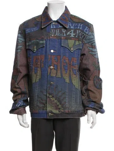 Pre-owned Cout De La Liberte Graphic Print Jacket In Blue