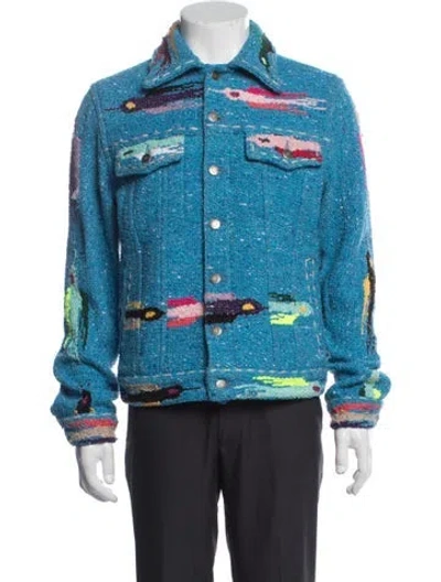 Pre-owned Cout De La Liberte Graphic Print Jacket W/ Tags In Blue