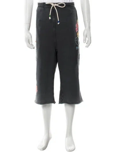 Pre-owned Cout De La Liberte Graphic Print Jogger Shorts In Gray