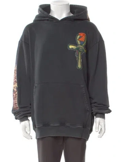 Pre-owned Cout De La Liberte Graphic Print Mock Neck Hoodie In Gray