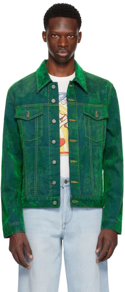 Cout De La Liberte Green Johnny Denim Jacket In Di Niro Green 220