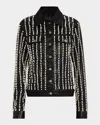 Cout De La Liberte Johnny Embellished Coated Denim Trucker Jacket In Blk Coat