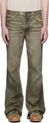 Cout De La Liberte Khaki Jimmy Ecru Twill Flare Jeans In Green