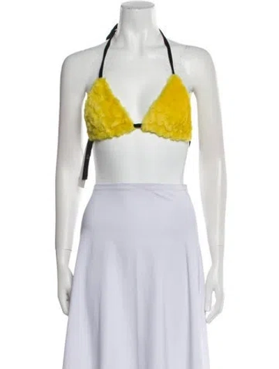 Pre-owned Cout De La Liberte Lambskin Halterneck Crop Top In Yellow