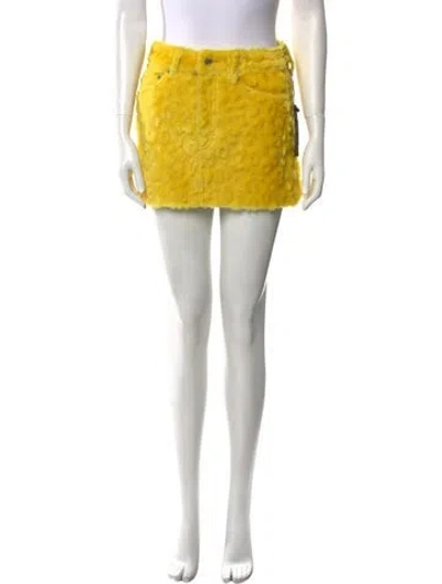 Pre-owned Cout De La Liberte Lambskin Mini Skirt In Yellow