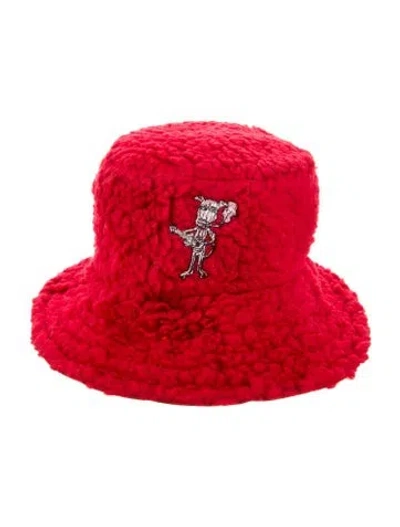 Pre-owned Cout De La Liberte Leon Dog Sherpa Bucket Hat In Red