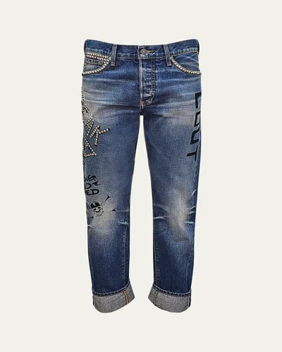 Cout De La Liberte Men's Bobby Freaky Studded Selvedge Jeans In Horne