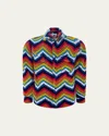 Cout De La Liberte Men's Charlie Multi-chevron Knit Overshirt In Multi519