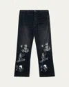 Cout De La Liberte Men's Faded Corduroy Crystal Sketch Five-pocket Pants In Black