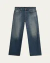 Cout De La Liberte Men's Japanese Denim Baggy-fit Jeans In Blue