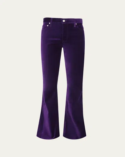 Cout De La Liberte Men's Jimmy Stretch Velvet Flare Jeans In Purp