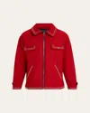 Cout De La Liberte Men's Memphis Wool Studded Full-zip Blouson In Red