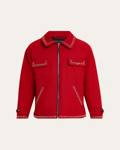 Cout De La Liberte Men's Memphis Wool Studded Full-zip Blouson In Red
