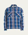 Cout De La Liberte Men's Plaid Flannel Oversized Button-down Shirt In Blue