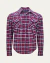 Cout De La Liberte Red & Navy Steve Plaid Shirt In Red-nav