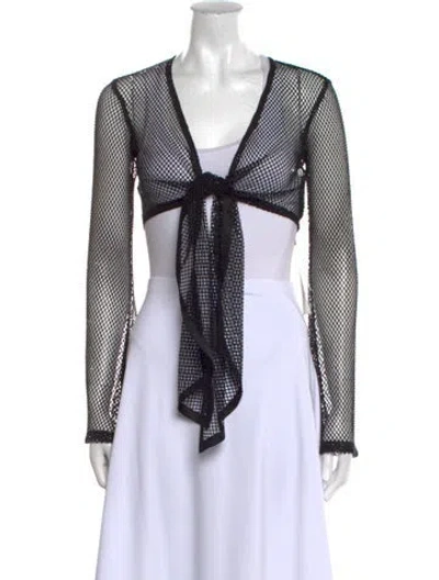 Pre-owned Cout De La Liberte Mesh V-neck Crop Top W/ Tags In Black